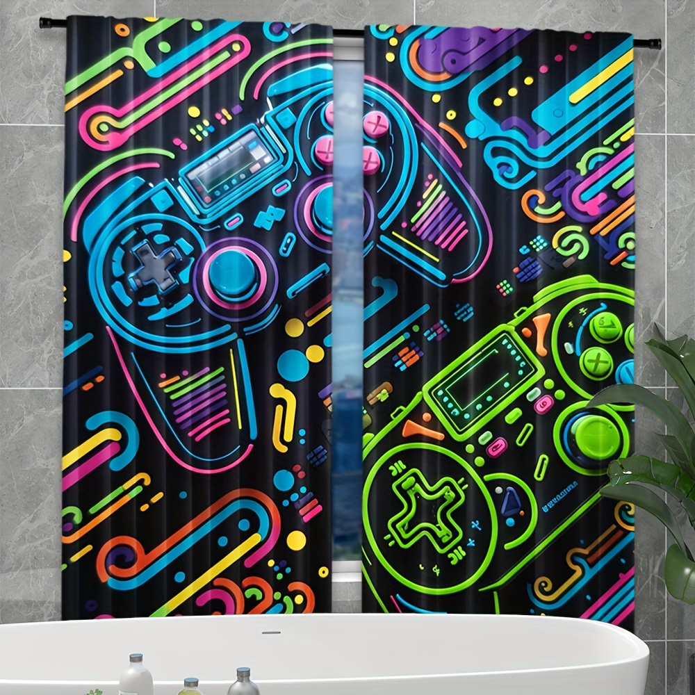 Neon Game Controller Curtains  - Retro Gaming Cafe ulasan dan harga