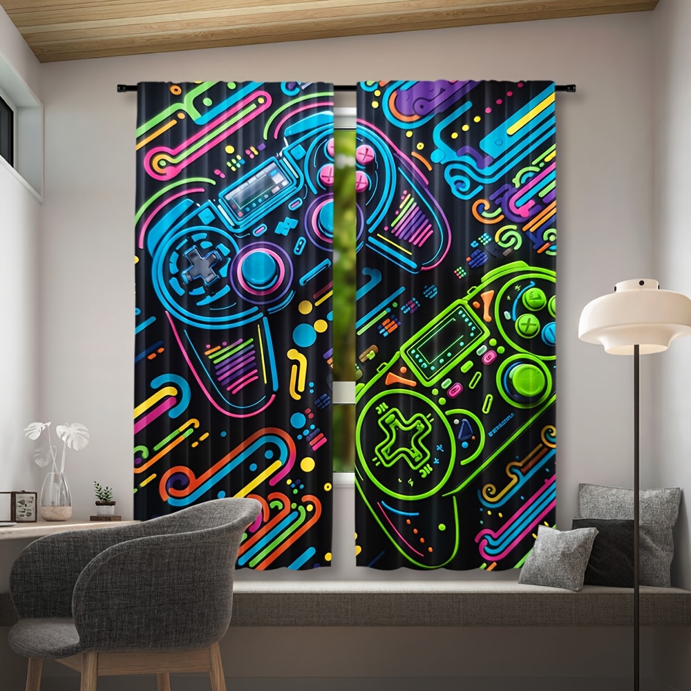 Neon Game Controller Curtains  - Retro Gaming Cafe ulasan dan harga