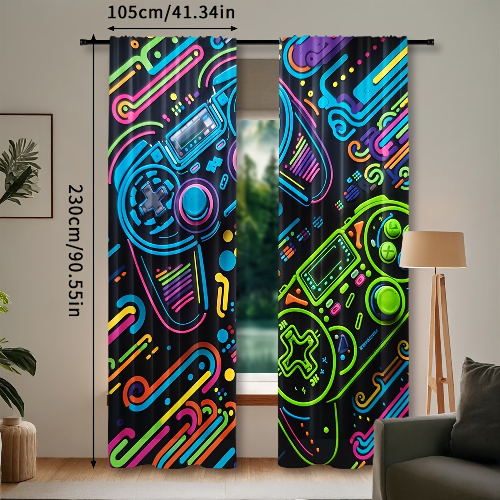 Neon Game Controller Curtains  - Retro Gaming Cafe ulasan dan harga