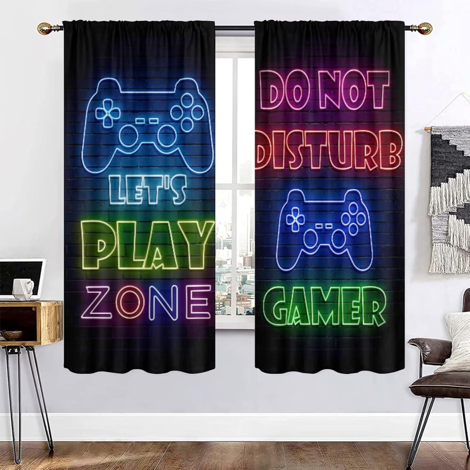 Gaming Gamer Curtain Curtains  - Retro Gaming Cafe ulasan dan harga