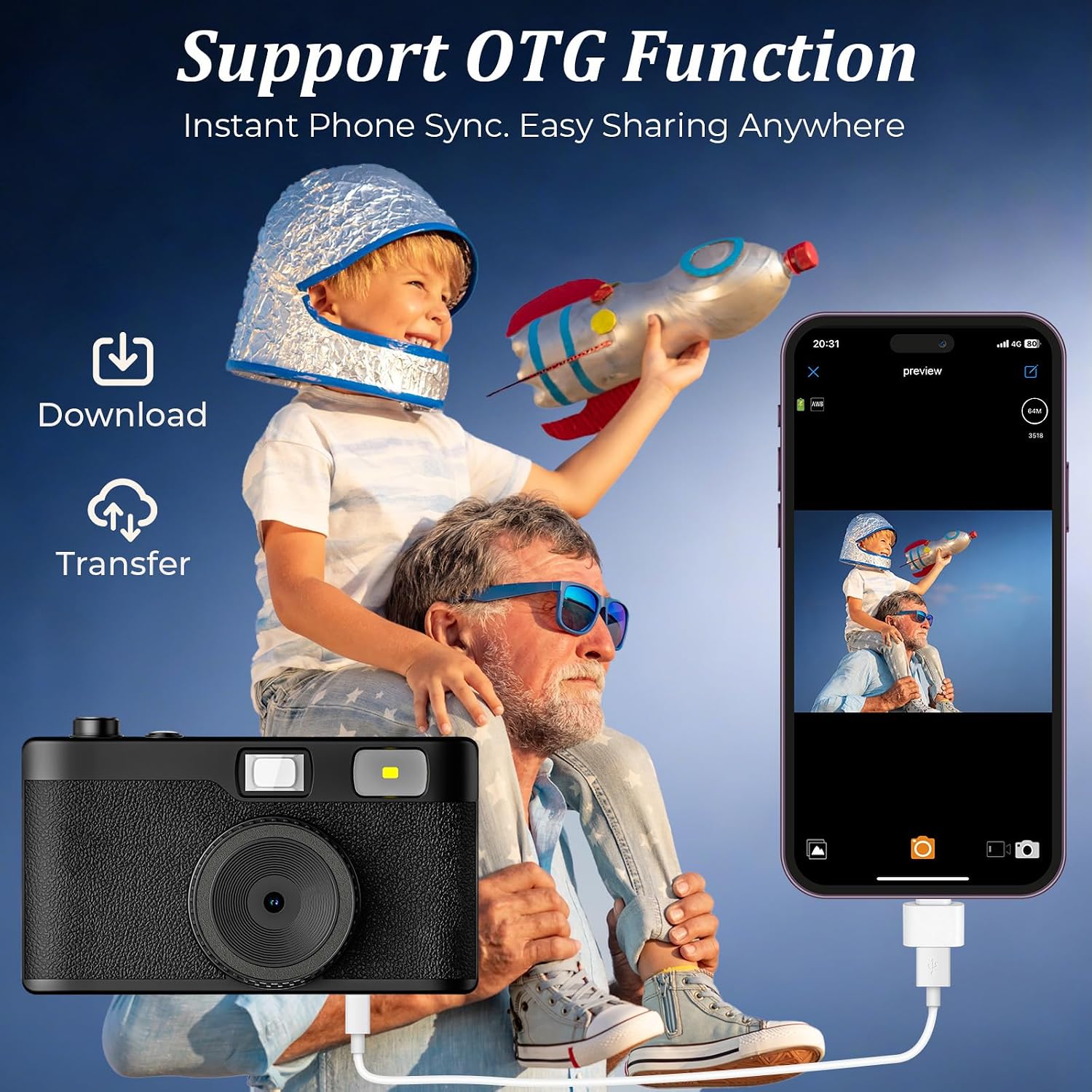 No Screen Digital Camera, 12MP - Retro Game Card ulasan dan harga