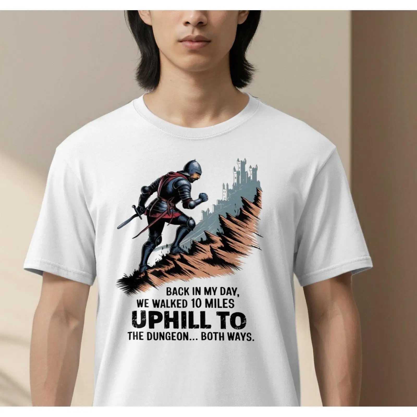 Funny Knight T Shirt Uphill Du - Retro Gaming Ideas ulasan dan harga