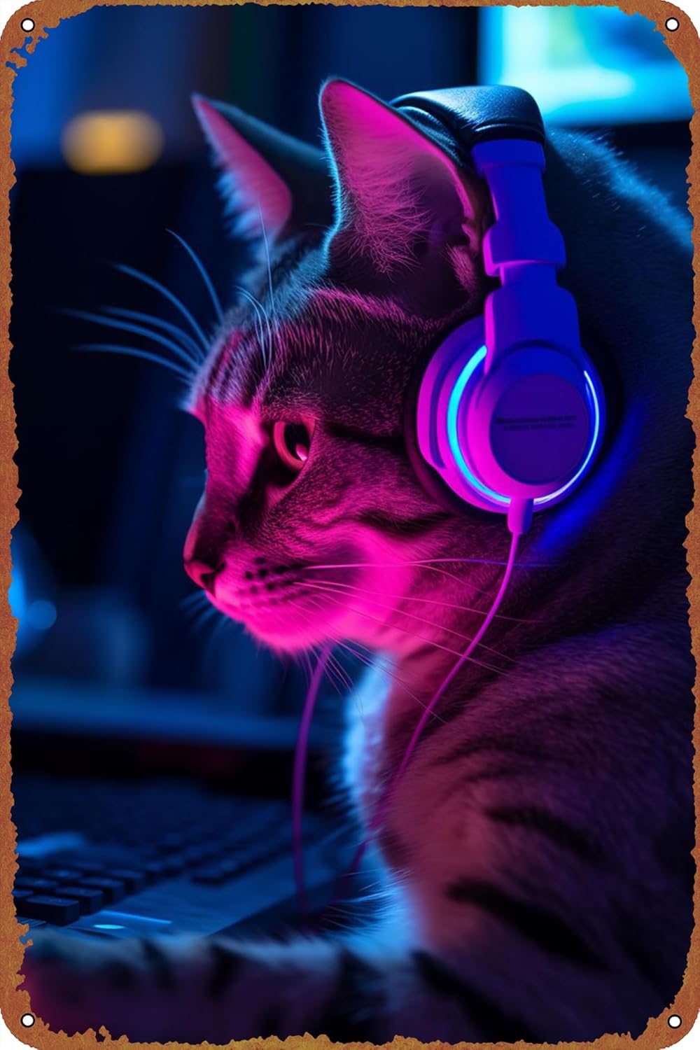 Gaming Cat Game Poster Metal P - Retro Gaming Cafe ulasan dan harga